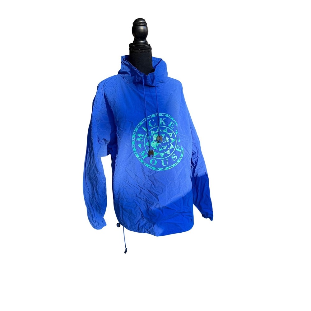 Vintage Disney Mickey Mouse Blue Hooded Raincoat Size Large